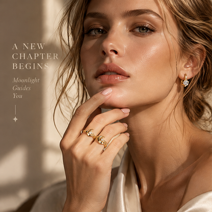 Gold Hollow Moon & Star Ring | 18K Gold Sculptural Fine Jewelry