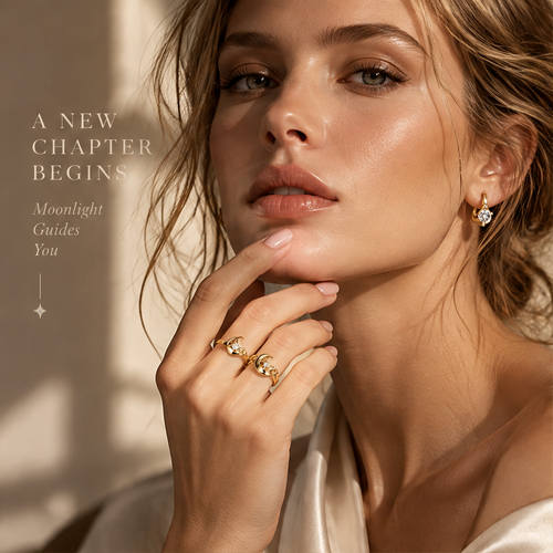 Gold Hollow Moon & Star Ring | 18K Gold Sculptural Fine Jewelry