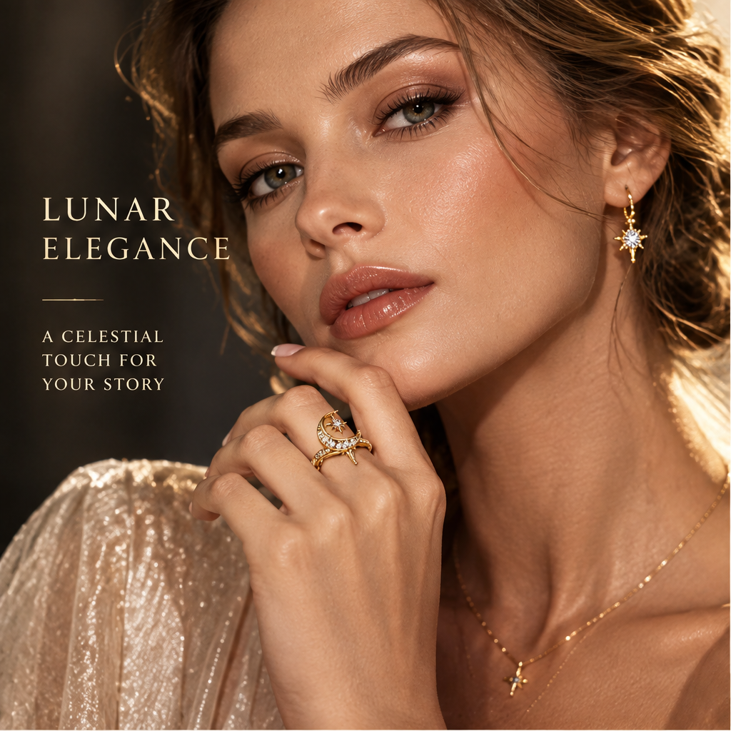 Lunar Star Diamond Ring | 18K Gold Celestial Jewelry