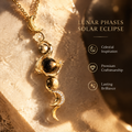 Vertical Moon Phase Journey Pendant Necklace | 18K Gold Cycle Rebirth Jewelry