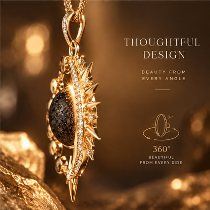 Sun & Moon Eclipse Pendant Necklace | 18K Gold Solar Lunar Diamond Jewelry